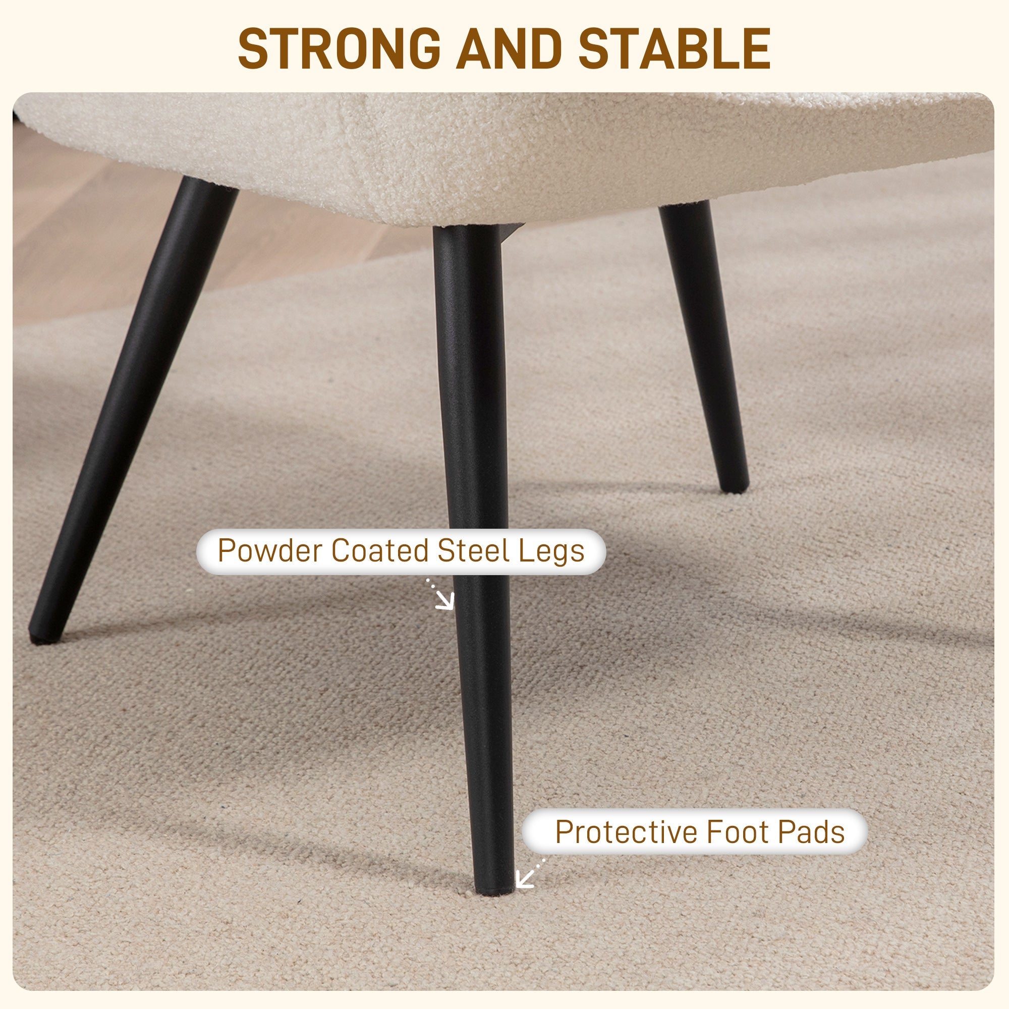 HOMCOM Accent Sherpa Chair, Upholstered Armchair, Fluffy Wingback Chair for Living Room, Reading Room, Cream White 