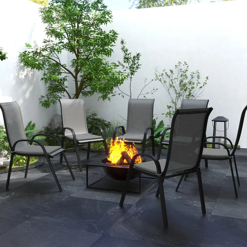 6-Piece Seat Cushion Pillows Replacement, Patio Chair Cushions Set with Ties for Indoor Outdoor, Charcoal Grey
