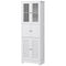 HOMCOM Freestanding Bathroom Cabinet Glass Louvred Doors Tall Cupboard Kitchen Study Living Room Storage Furniture White