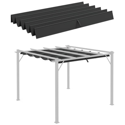 Outsunny Replacement Canopy for 9.8' Square Pergola Retractable Pergola Cover Dark Grey 