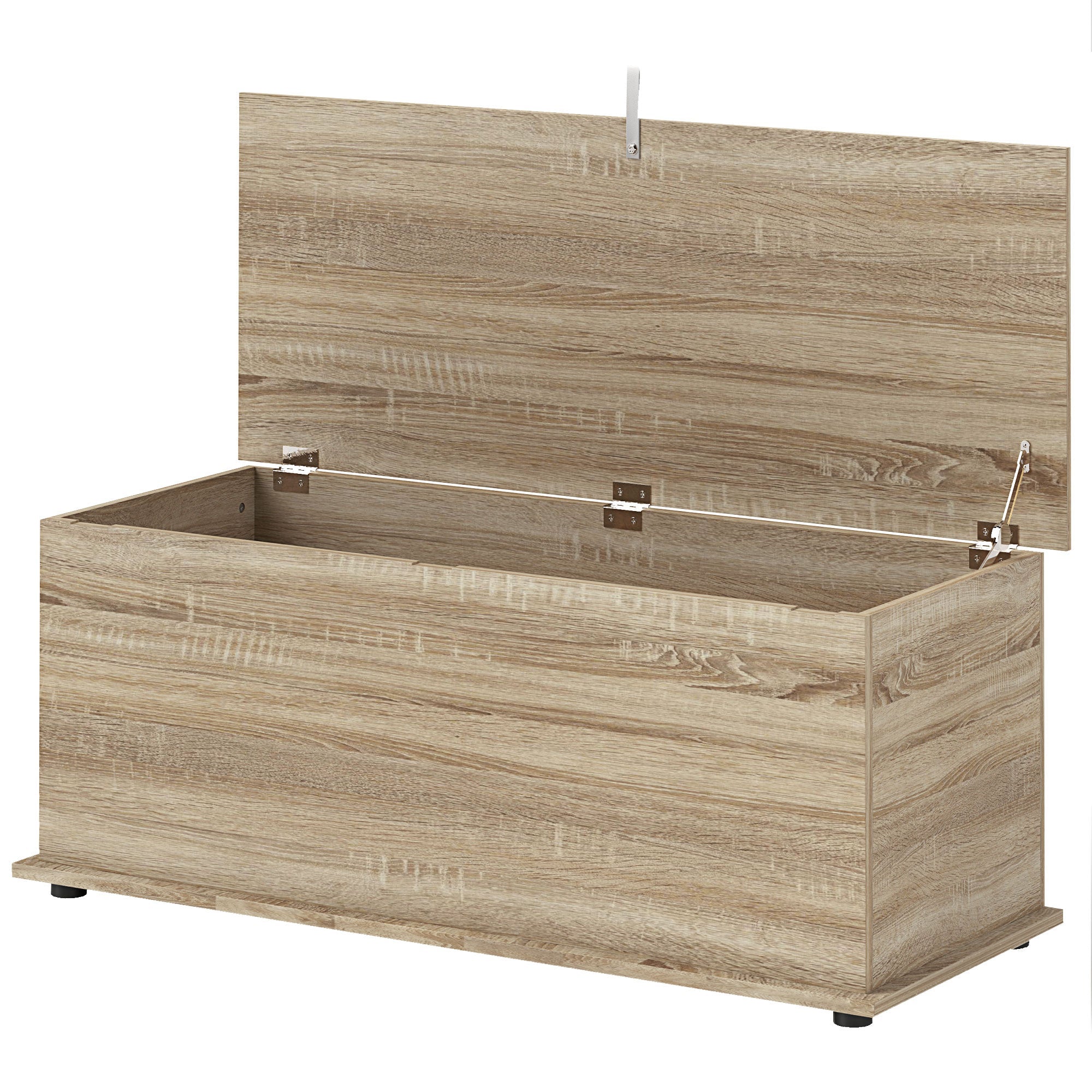 HOMCOM 39.5" Storage Chest with 2 Safety Hinges, Storage Box Organizer with Flip-Top Lid, Entryway Storage Bench, Oak 