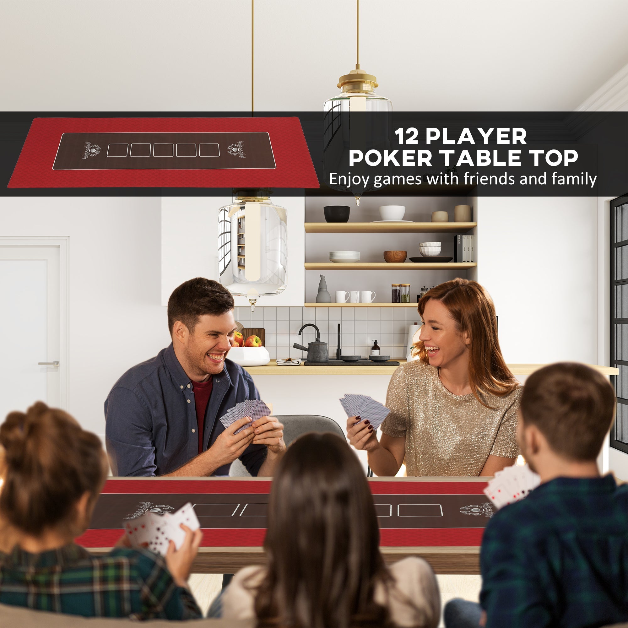 Soozier Poker Table Top Poker Mat for 12 Player, Red 