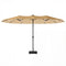 Double-sided Patio Umbrella with Base Included & 48 LED Lights 15ft Khaki
