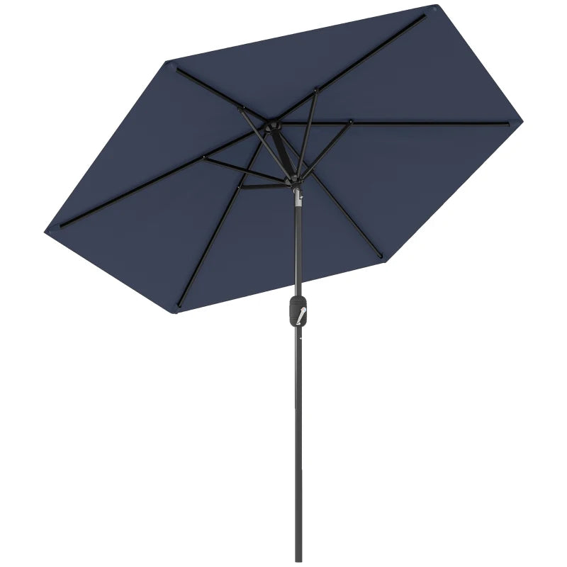 Patio Sun Umbrella, Outdoor Parasol with 6 Ribs, Blue