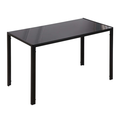 HOMCOM Modern Dining Table for 4 Tempered Glass Top Metal Legs Kitchen Room Furniture Black 