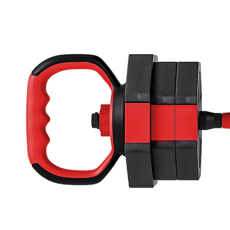 6-in-1 Adjustable Dumbbell Set, 44 lb Free Weights with Kettlebell, Barbell & Push-Up Stand – Red