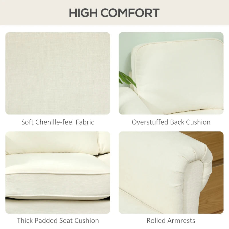 L Shape Sofa, Modern Sectional Couch with Changeable Chaise Lounge, Wooden Legs, Corner Sofa for Living Room, Cream
