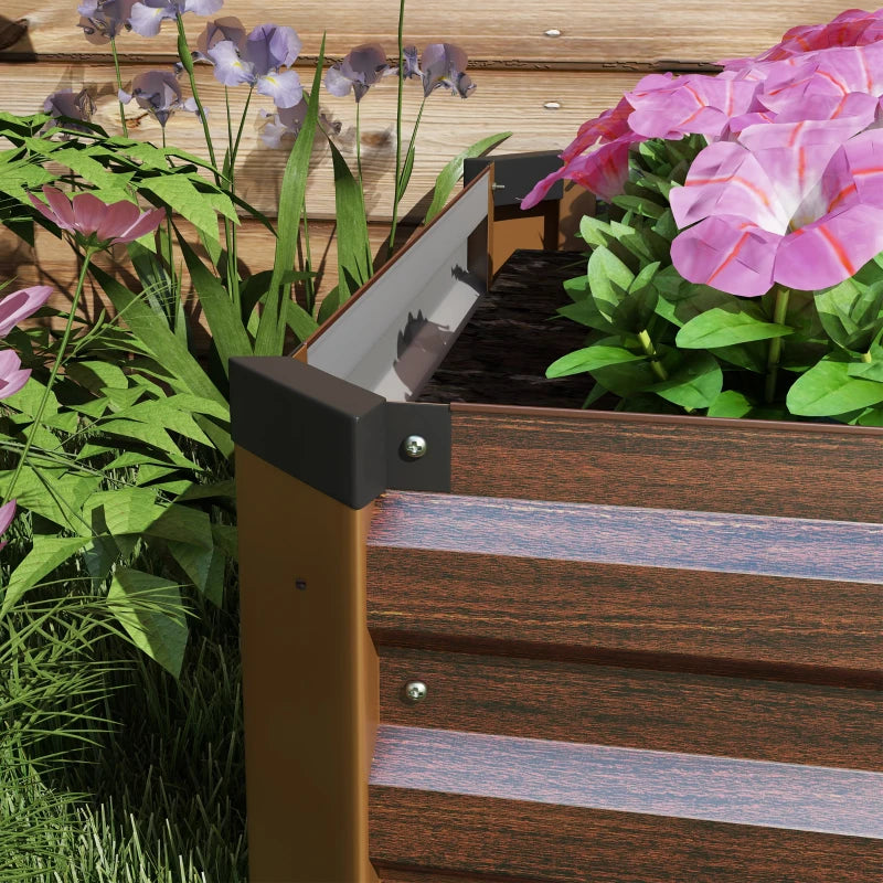 8'x2'x1' Galvanized Raised Bed, Large Elevated Planter Box for Growing Flowers, Herbs and Vegetables, Dark Brown