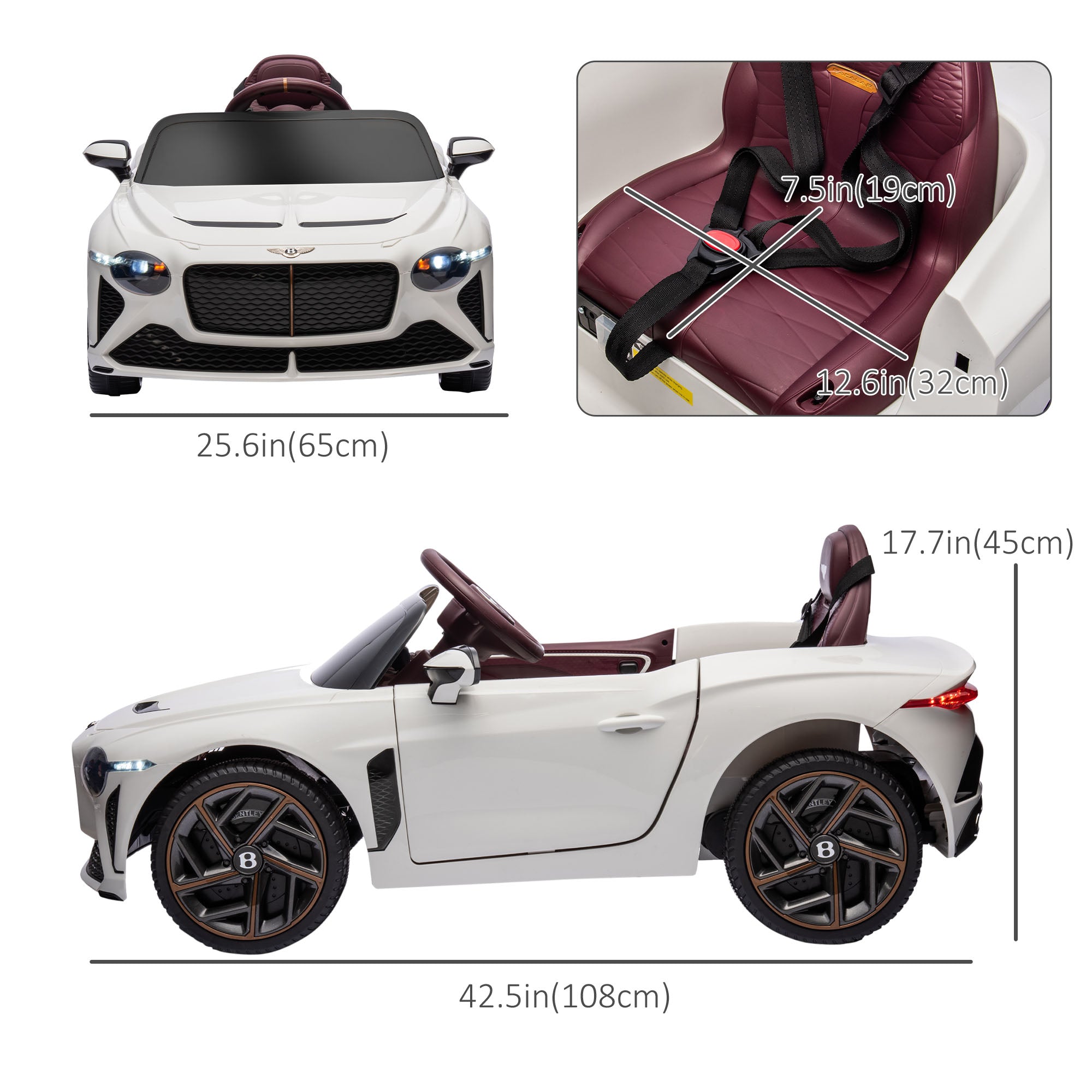 Aosom Kids Ride-On Car: 12V Electric, Butterfly Doors, Remote Control, Portable Battery, White 