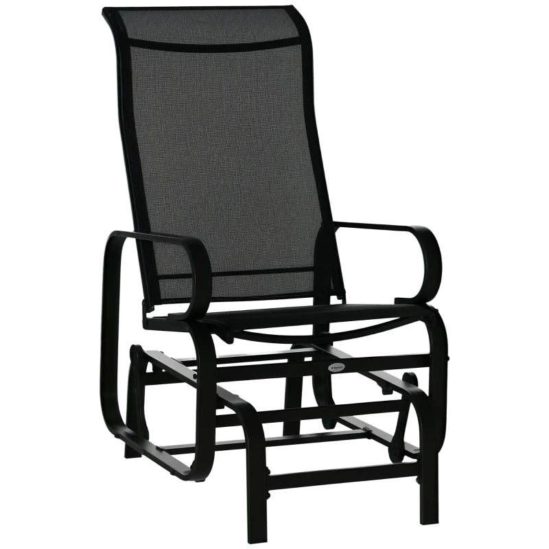 Patio Glider with Breathable Mesh Fabric, Outdoor Glider Chair, Garden Rocking Gliding Seat for Patio, Yard, Porch, Black