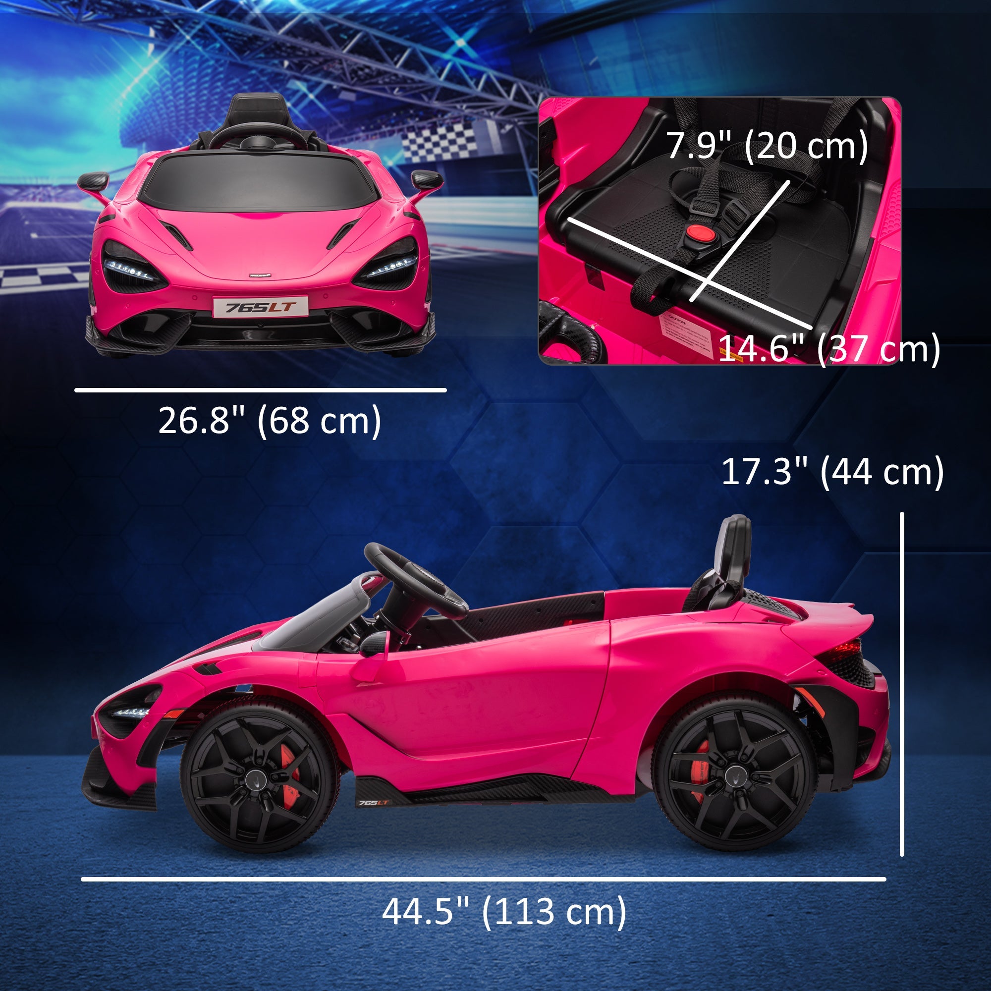 Qaba McLaren 765LT Licensed 12V Kids Electric Car w/ Scissor Doors, Training Wheels, Remote, Slow Start, Music Horn Pink 
