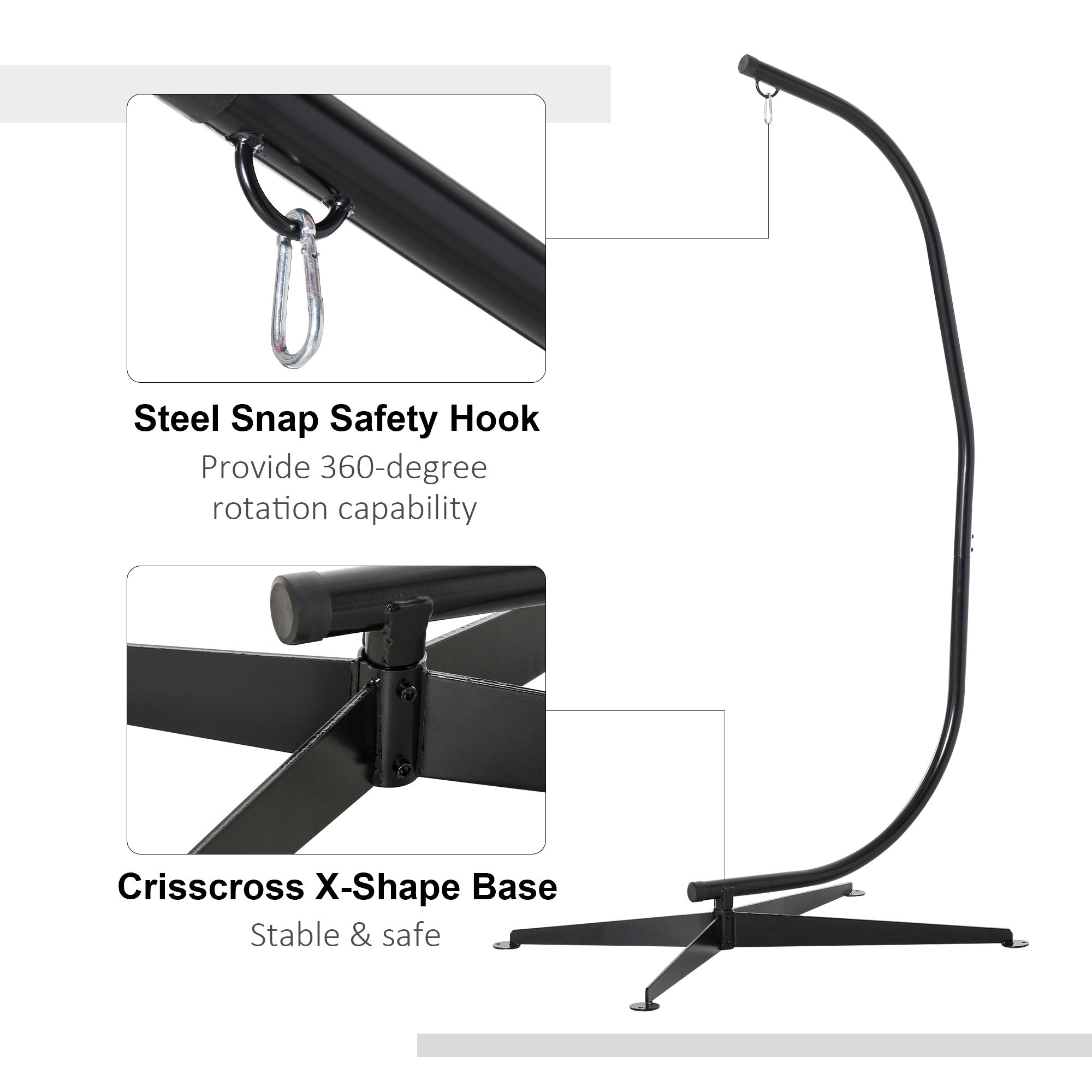 Outsunny Hanging Hammock Chair Stand C Stand Steel for Indoor Outdoor Air Porch Swing Chair 