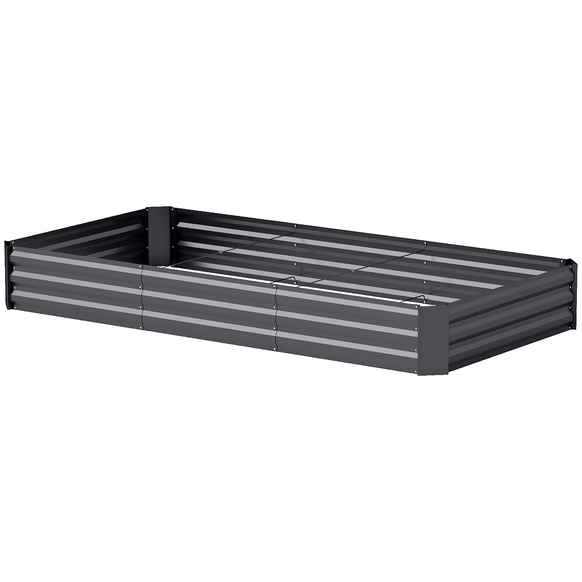 Outsunny Galvanized Raised Bed, 8' x 4' x 1' Metal Planter Box, Outdoor Garden Box with Open Bottom for Flower Herb Vegetable 