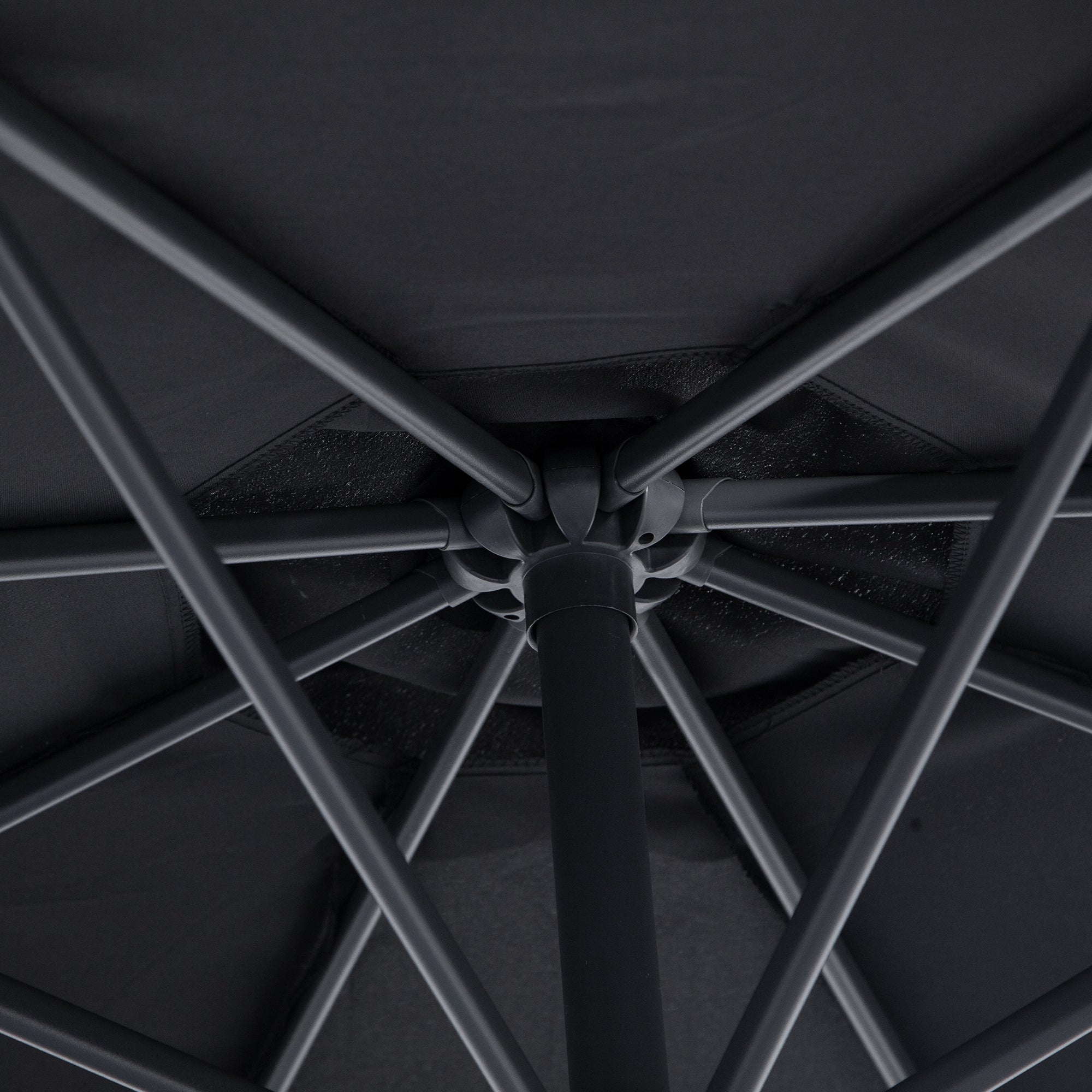 Outsunny Φ10' Offset Hanging Umbrella Patio Sun Shade Canopy Outdoor Market Parasol Crank Lift Cross Base Black 