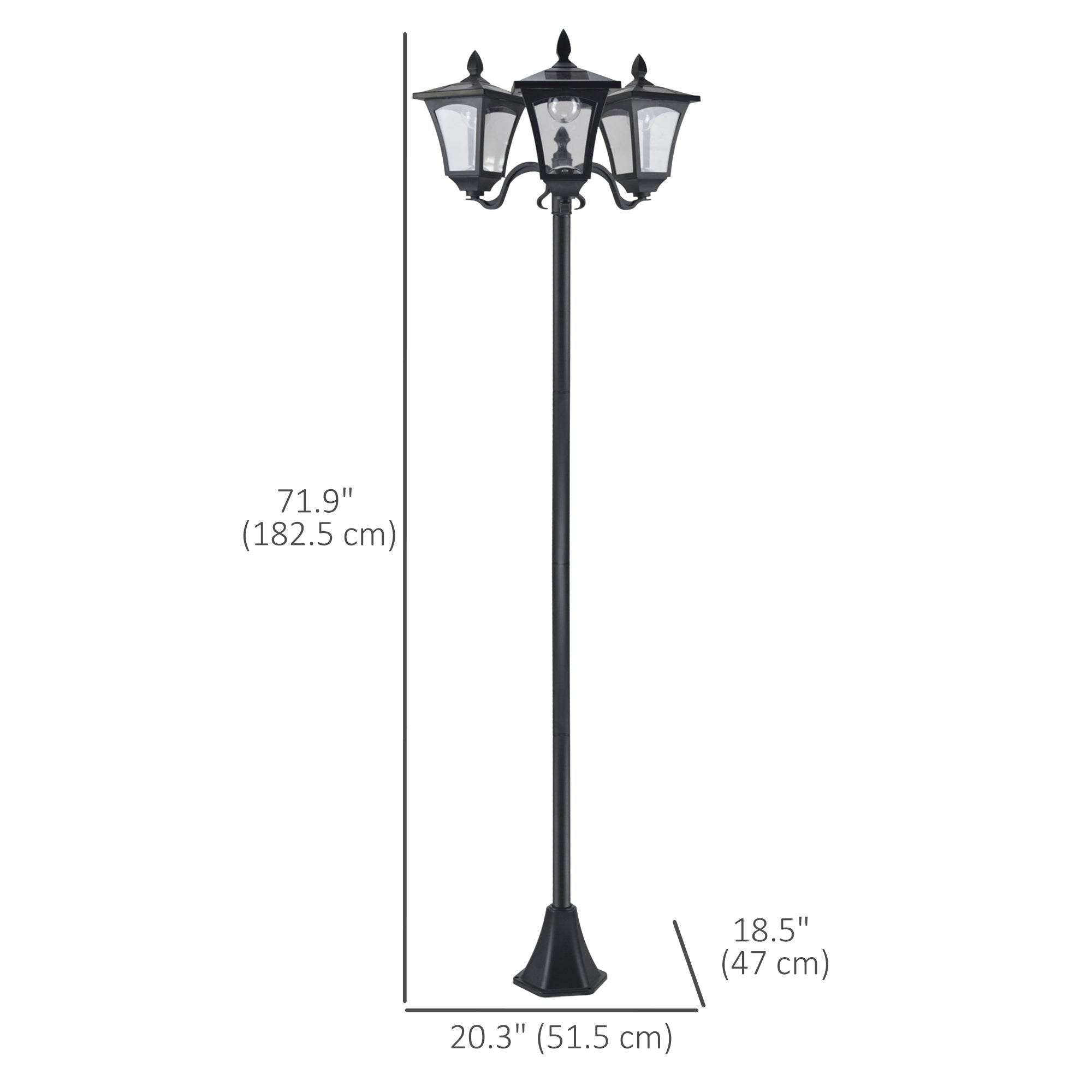 Outsunny Solar LED Garden Light: Outdoor Energy-Efficient Lighting with Sturdy Waterproof Base 