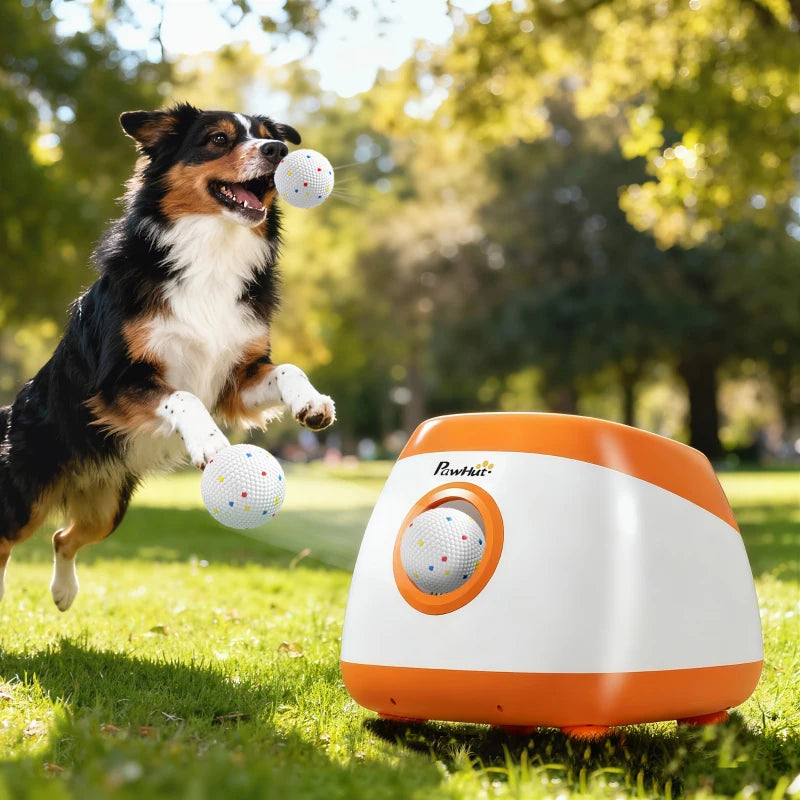 Automatic Dog Ball Launcher, Automatic Ball Launcher with 3 ETPU Balls, 26-79ft, for Medium and Large Dogs, Orange