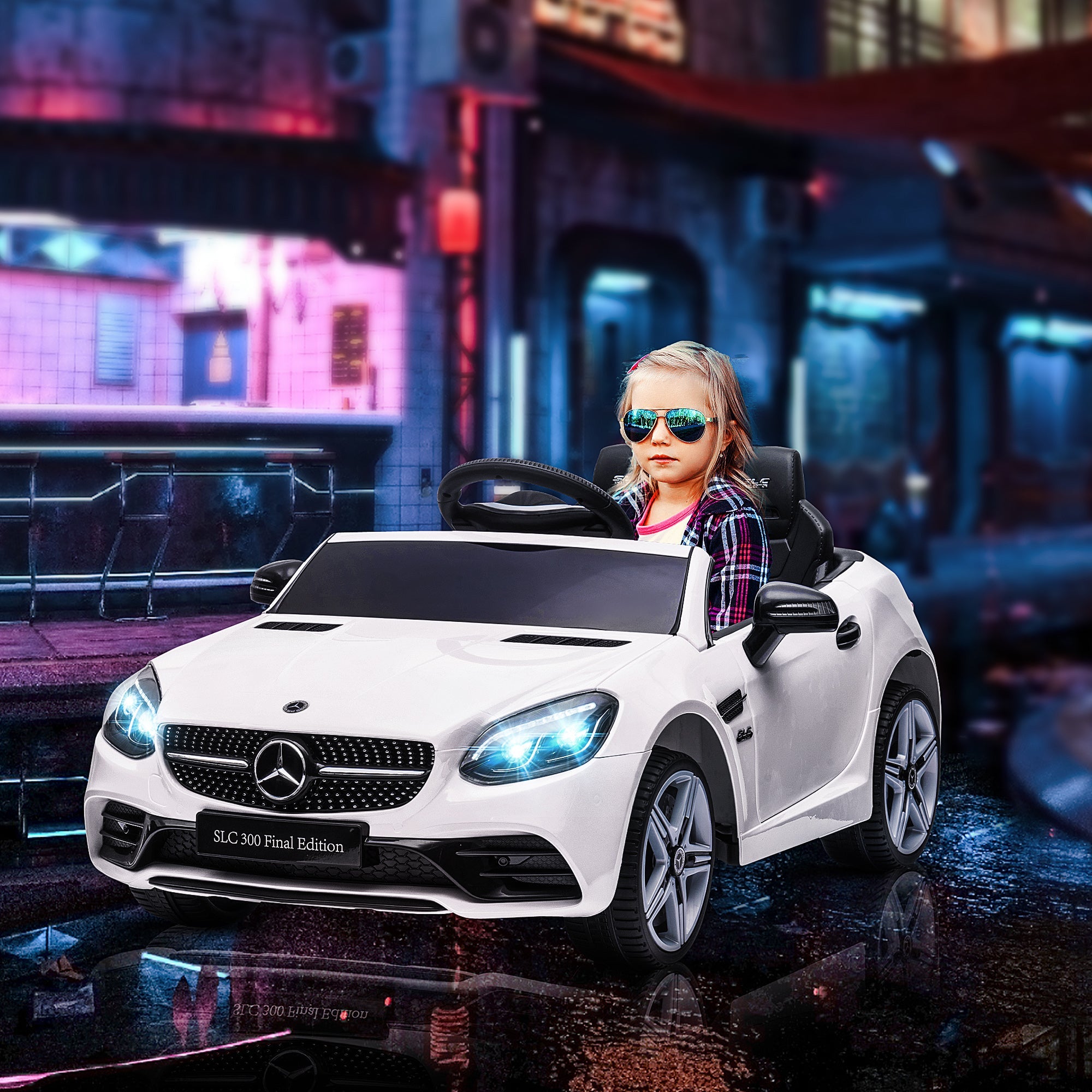 Aosom Kids Ride-On Car: 12V Electric, White, Remote Control, Music, Lights, 3-6 Years 
