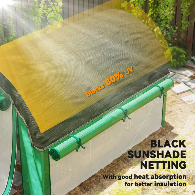Walk-in Tunnel Greenhouse, Plant Hot House with Sunshade Net, Roll-up Mesh Sidewalls, 2 Doors, 6.6' x 10' x 6.5' , Green