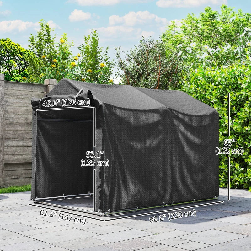 Outdoor Storage Shed, UV Resistant Bike Tent with Roll-up Zipper Door, Portable Shed for Bike, Motorcycle, Black