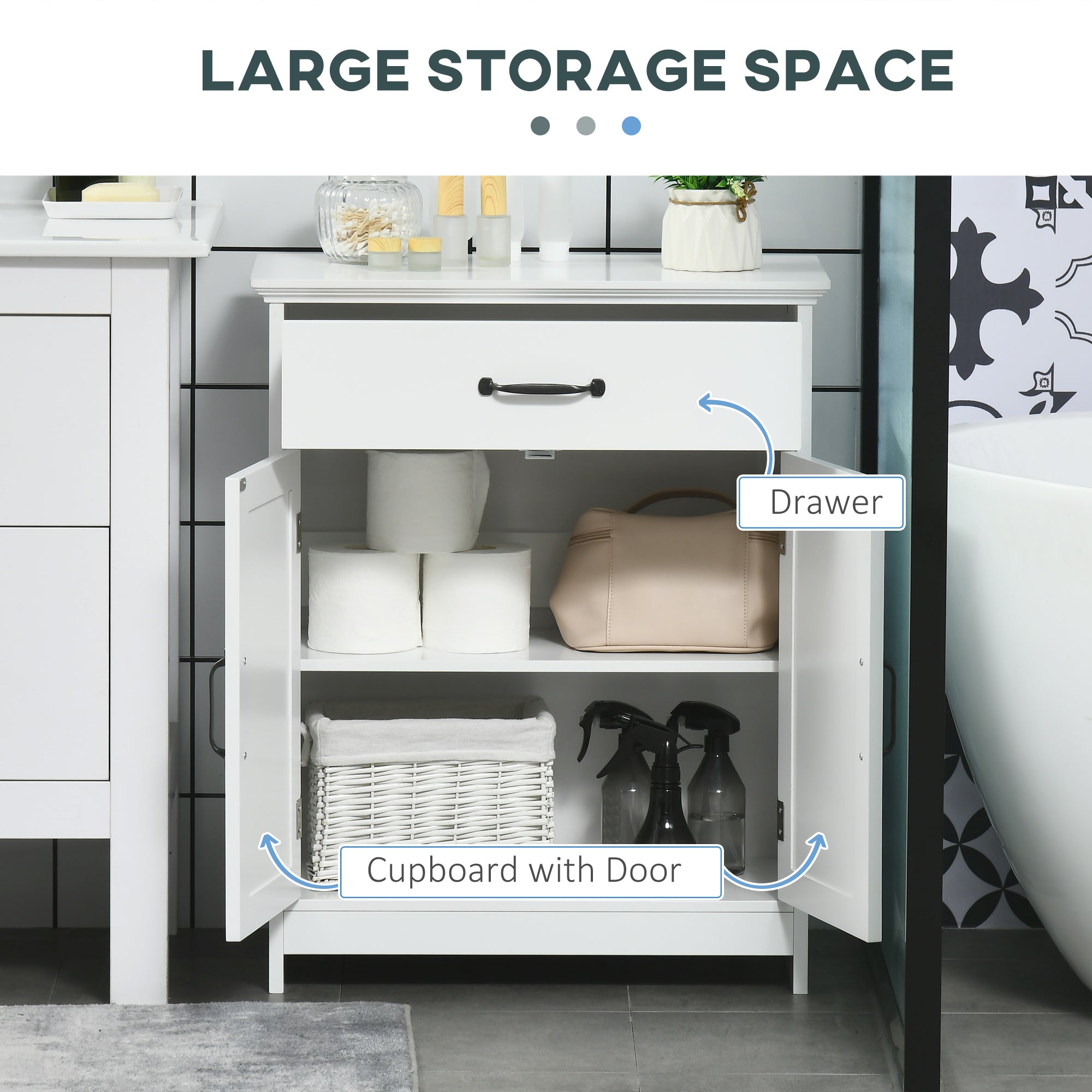 kleankin 2-Door Bathroom Cabinet: Adjustable Shelves, Versatile Storage & Compact 23.6"x11.8"x29.5" Design in White Finish 