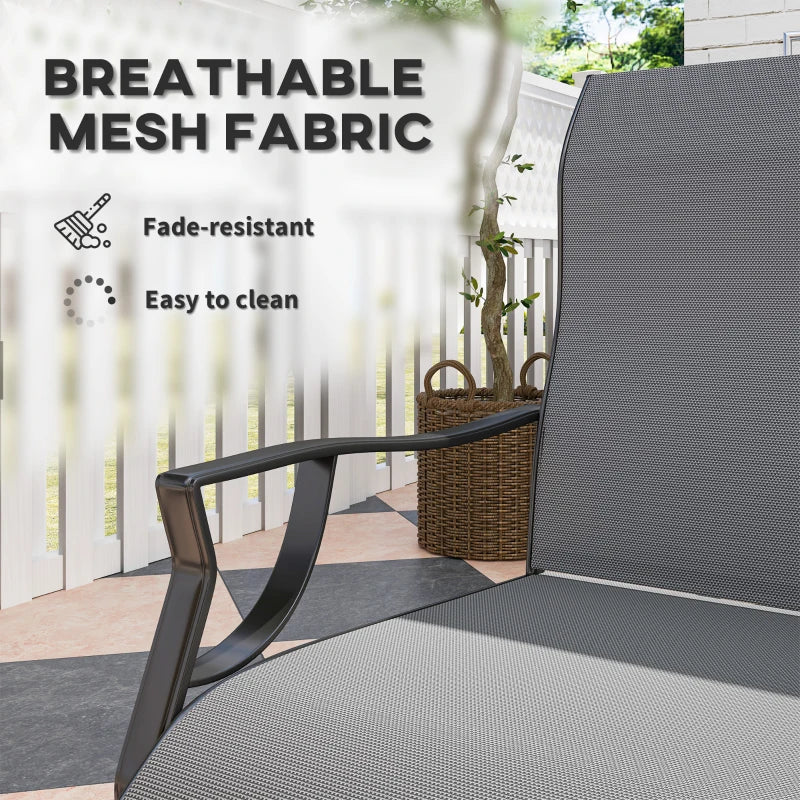 C Spring Motion Patio Chairs Set of 2 with Curved High Backrest, Armrest, All Weather Breathable Fabric, Metal Frame
