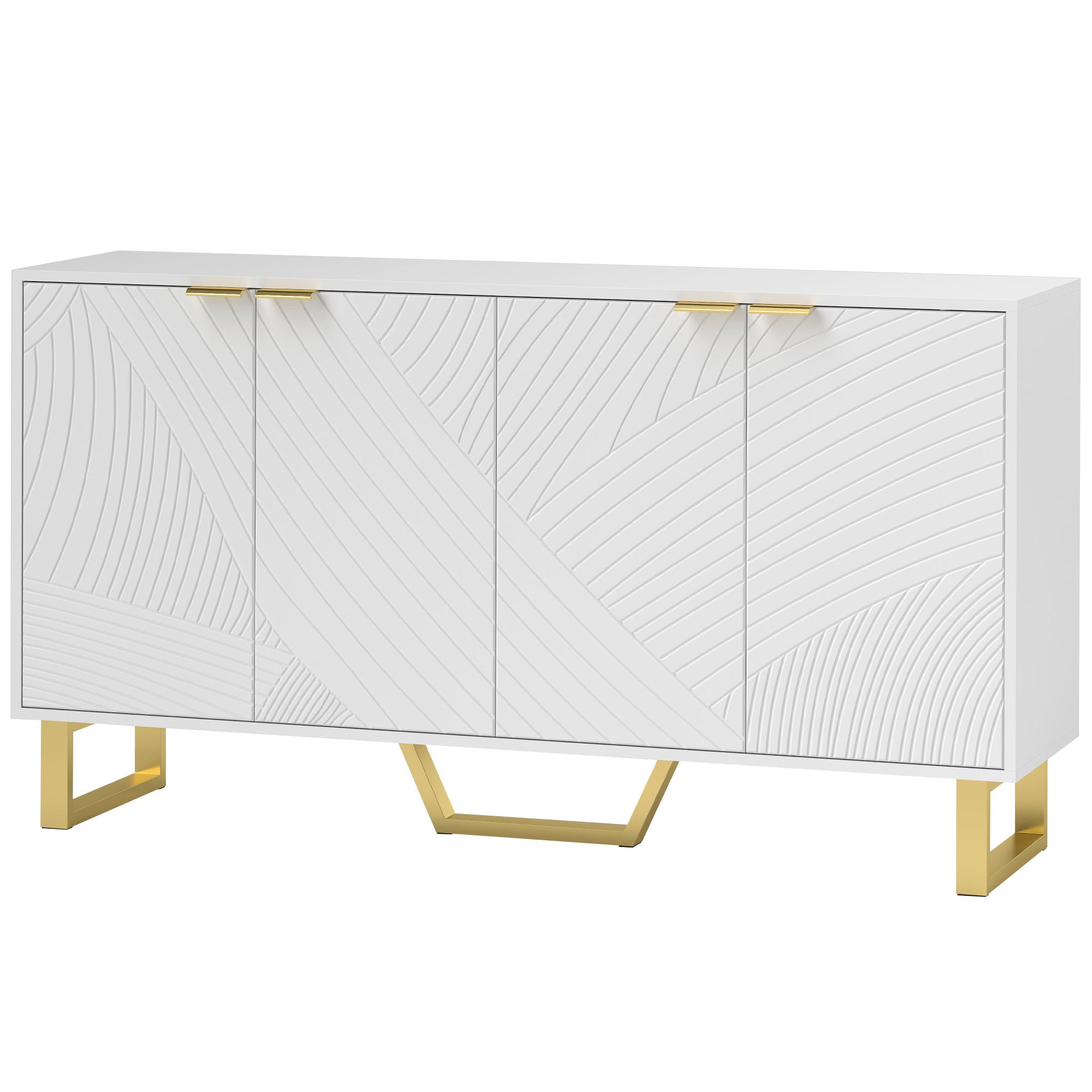 HOMCOM Sideboard Buffet Cabinet with Adjustable Shelves, Living Room Cabinet, TV Cabinet for 65 Inch TV, White 