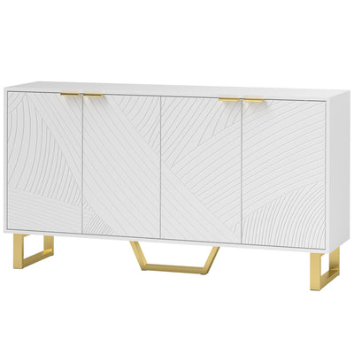 HOMCOM Sideboard Buffet Cabinet with Adjustable Shelves, Living Room Cabinet, TV Cabinet for 65 Inch TV, White 