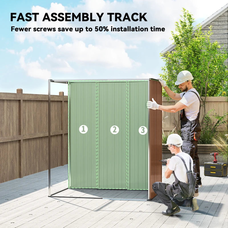 5.2' x 3.5' Outdoor Storage Shed, Easy to Assemble Metal Garden Shed, for Backyard, Lawn, Patio, Light Brown