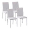 HOMCOM Modern Set of 4 Upholstered Faux Leather Dining Accent Chairs with Metal Legs for Kitchen White