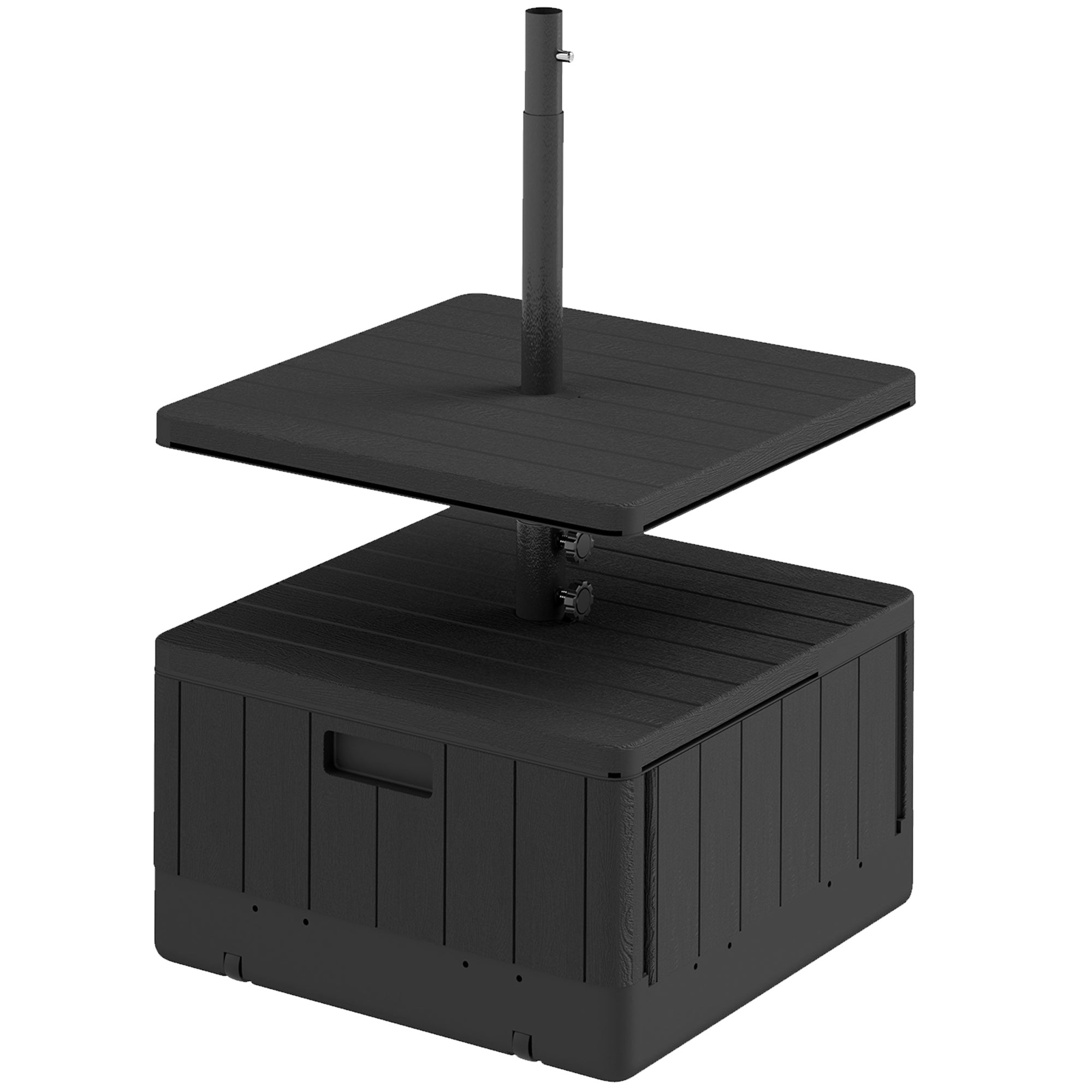 Outsunny Patio Umbrella Weighted Base with Table Tray, Heavy Duty Umbrella Base with Wheels Handles, 176lbs with Stand Filling, Patio Umbrella Stand Base for Garden Poolside, Black 