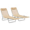Folding Outdoor Lounge Chair Set of 2, Reclining Tanning Chair with 5-Position Adjustable Backrest, Brown