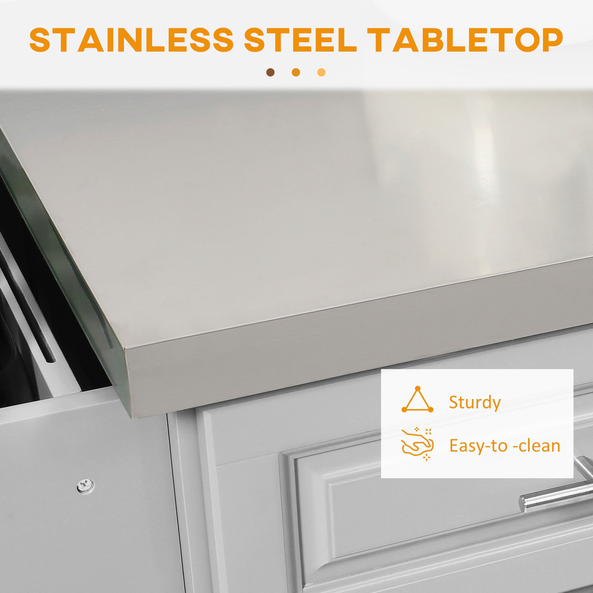 HOMCOM Rolling Kitchen Island with Storage and Stainless Steel Top, Kitchen Trolley with Drawers, Cabinets, Towel Rack 