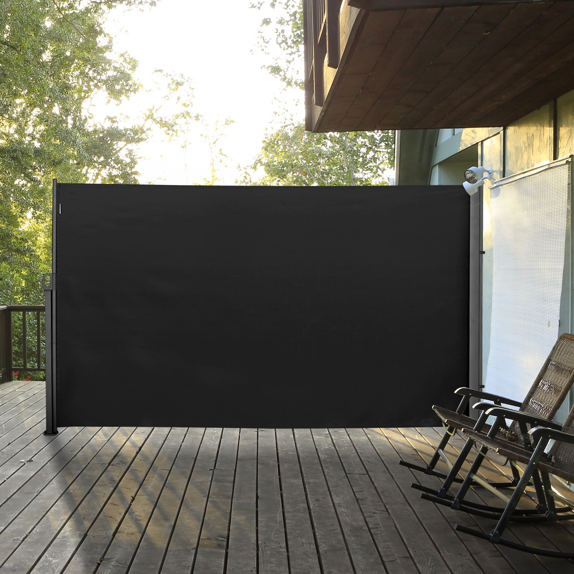 Outsunny Retractable Sidescreen: 118" x 71" UV Wind Resistant Outdoor Privacy Panel for Folding Patio, Black 