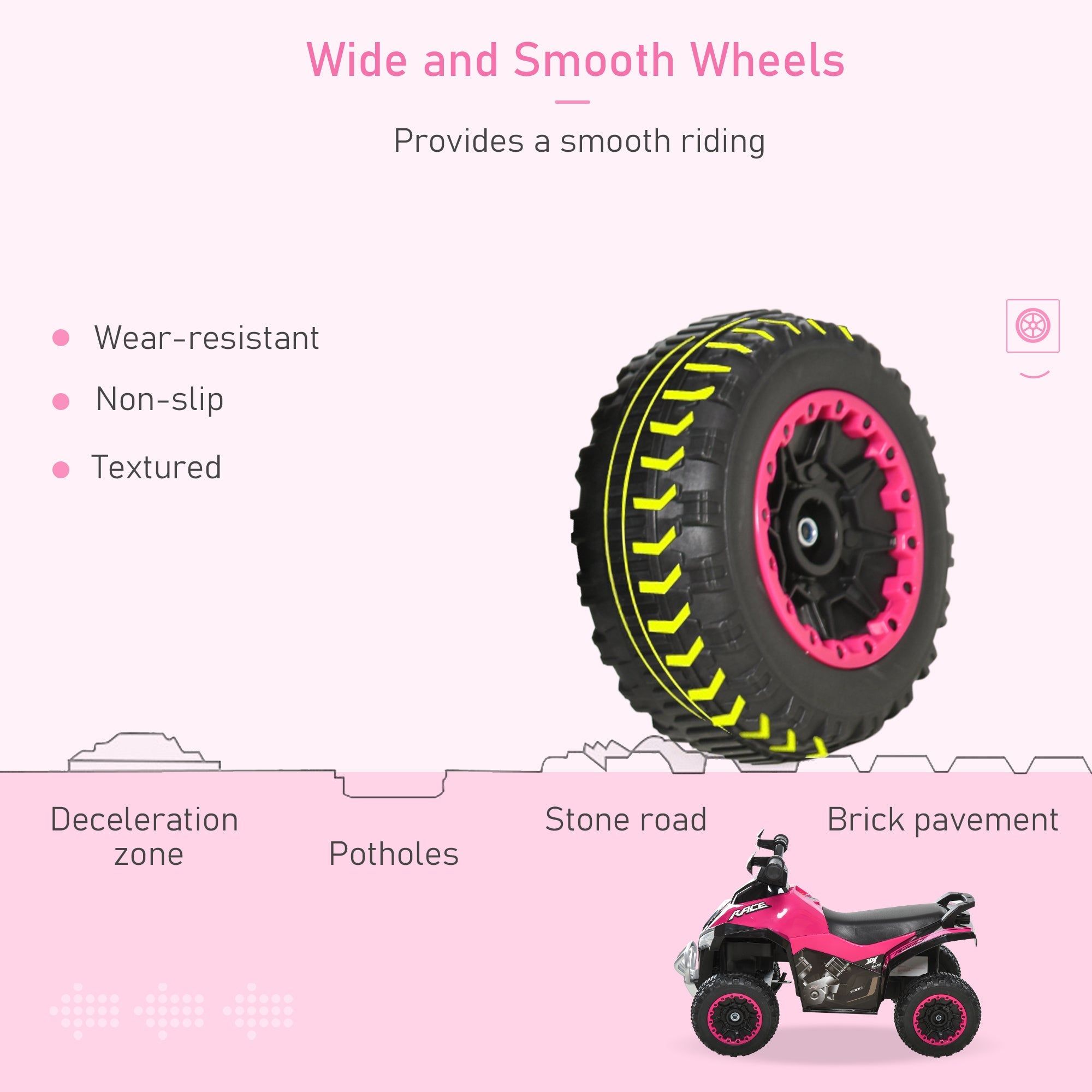 Aosom Kids Ride-On Motorcycle Toy 4 Wheels Walker No Power Foot To Floor with Music and Light 