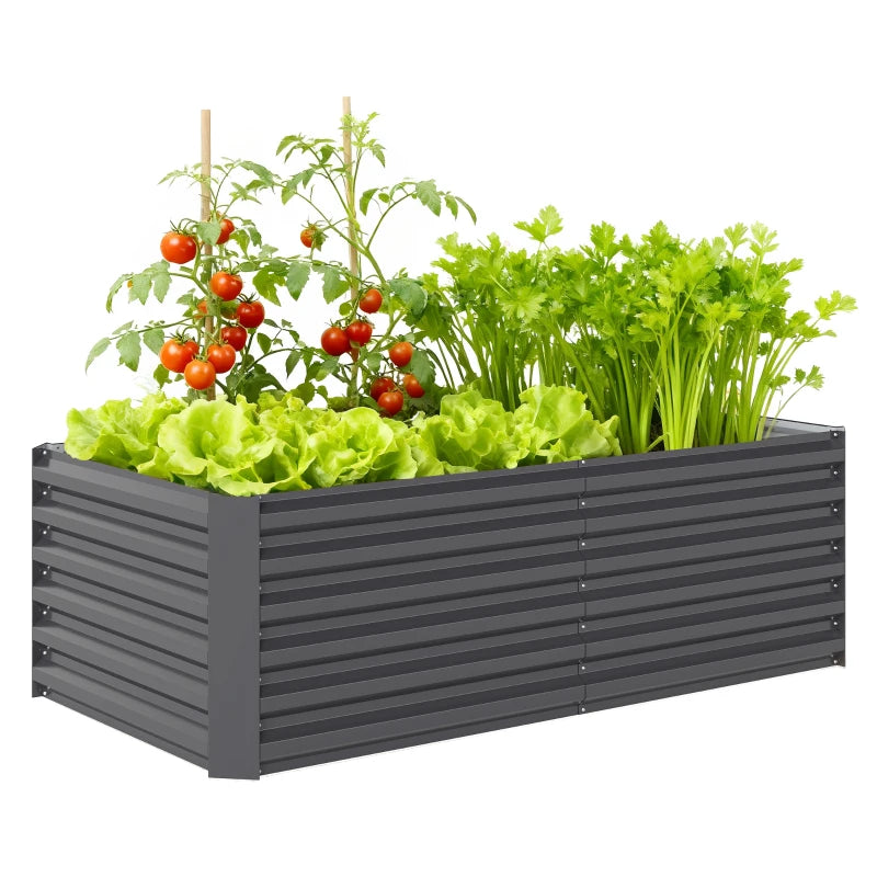 6' x 3' x 2' Raised Garden Bed, Galvanized Planter Box for Growing Flowers, Herbs and Vegetables, Dark Grey