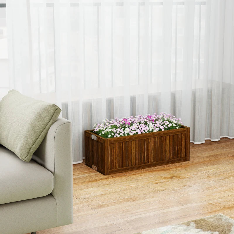 Foldable Elevated Planter Box, Wooden Raised Garden Bed for Backyard Patio to Grow Vegetables Herbs Flowers, Carbonized