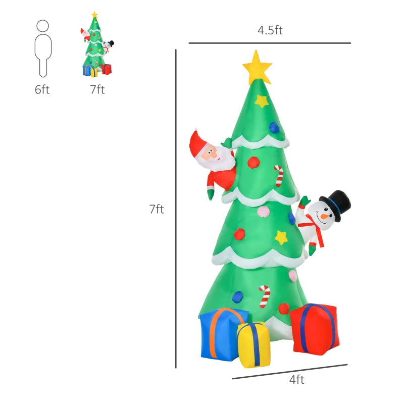 HOMCOM 5.9ft Inflatable Christmas Tree, Santa Claus, Dog, LED Lights, Indoor, Outdoor, Home, Garden, Lawn, Decoration 