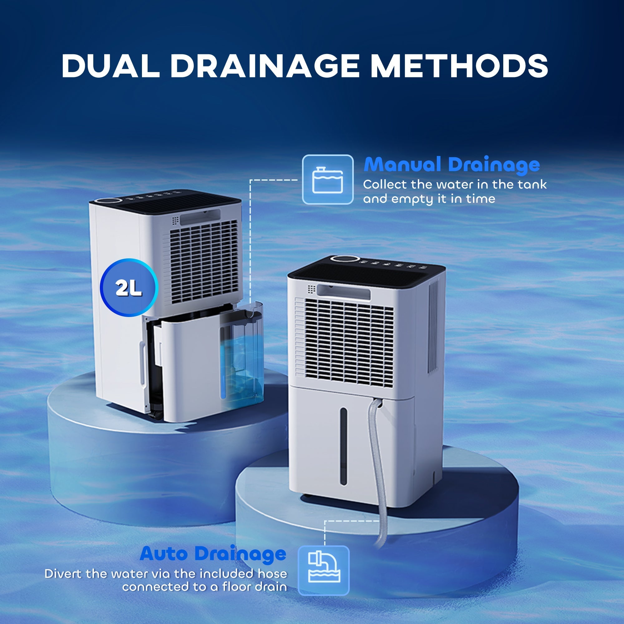 HOMCOM 25pints/Day Dehumidifier with Continuous Drainage, Timer, Dehumidifier for Condensation, Mould, Laundry Drying 