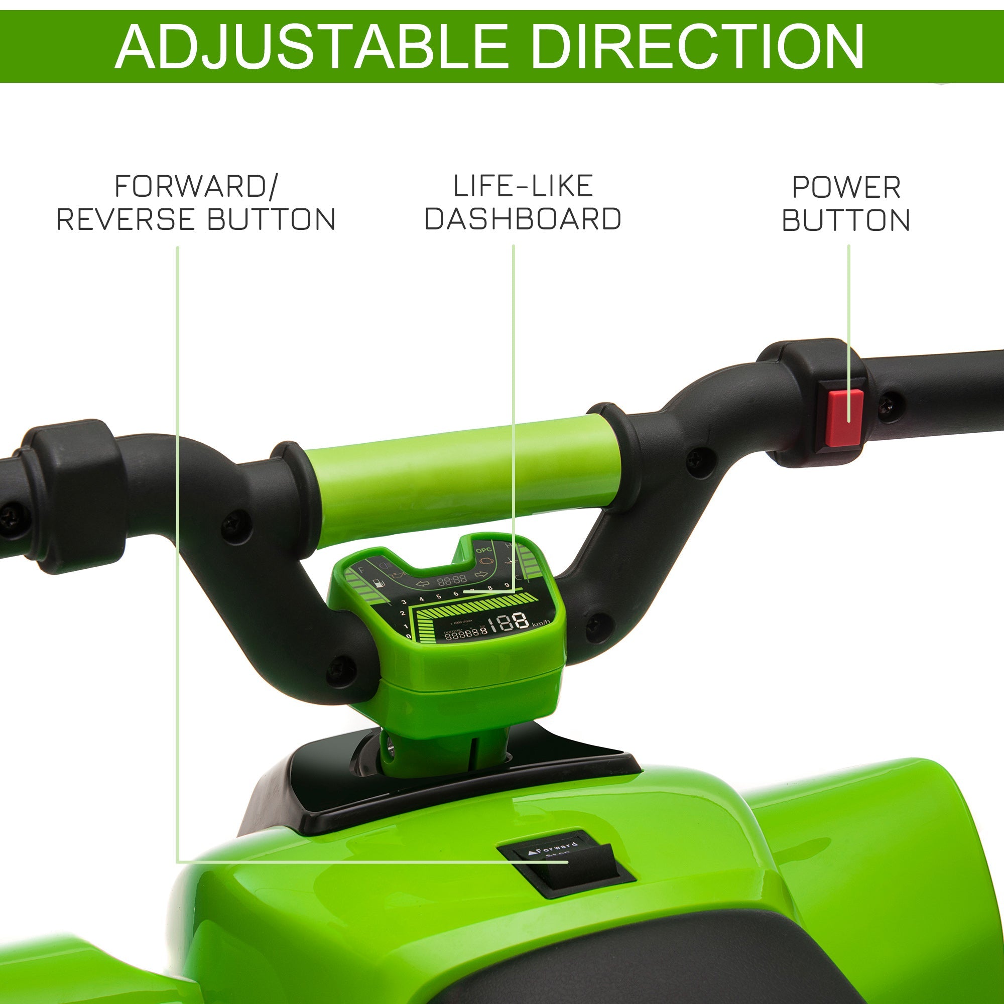 Aosom Kids Ride on ATV, 6V Battery Powered Quad Car with Forward, Reverse Switch, for Boys Girls 18-36 Months, Green 