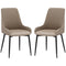 HOMCOM Modern PU Leather Dining Chairs Set of 2 Metal Legs for Dining Room Living Room Khaki