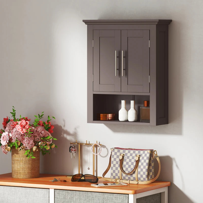Bathroom Wall Cabinet, Medicine Cabinet, Toilet Storage Cabinet with Shelf for Living Room and Entryway, Brown
