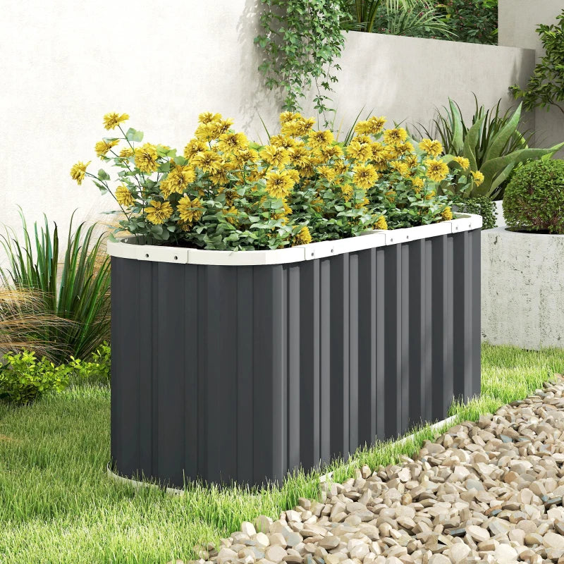 Galvanized Raised Garden Bed, Deep Rot Planter Box, Outdoor Garden Bed with Plant Labels, 5' x 2' x 2', Dark Grey
