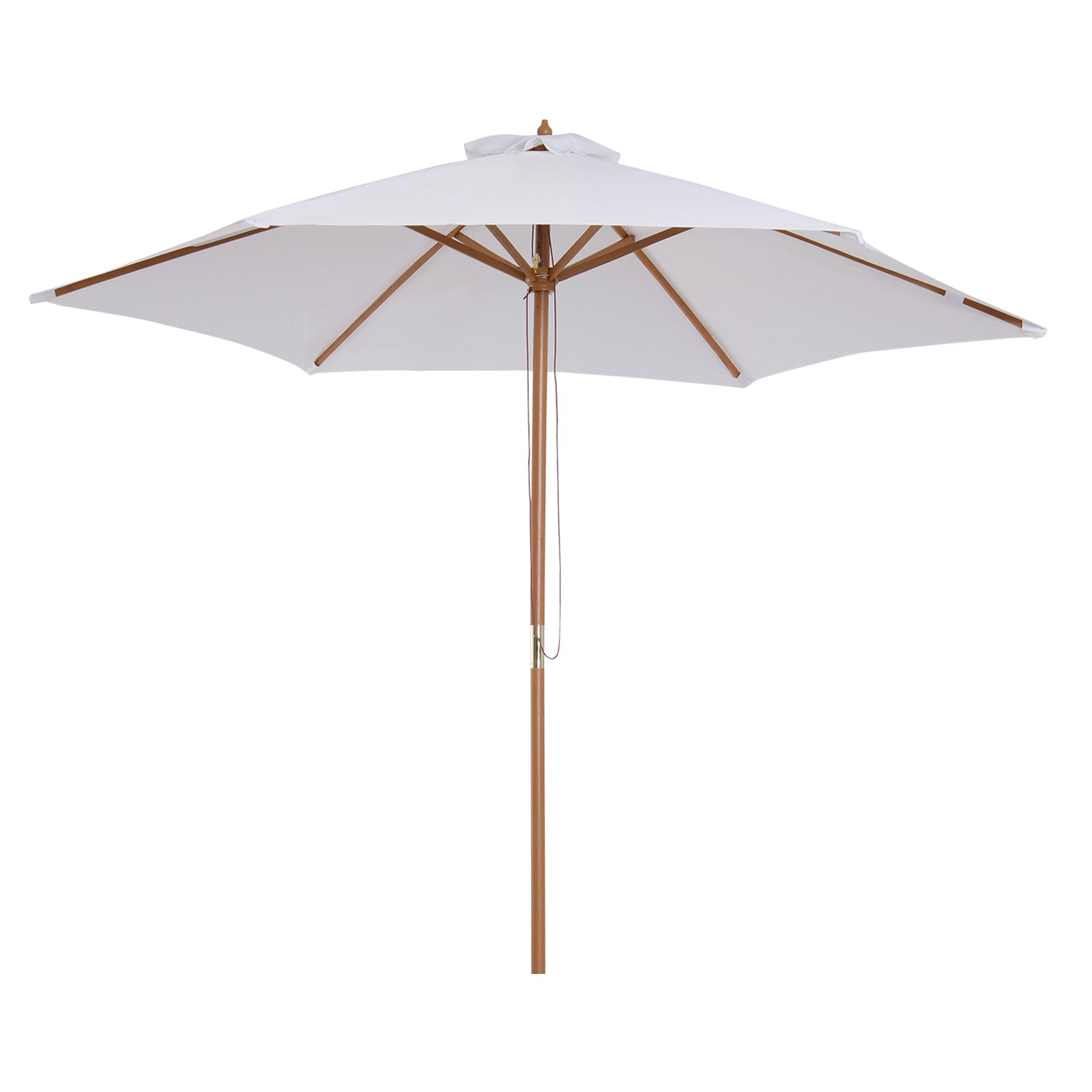 Outsunny Market Outdoor Patio Wood Sun Umbrella ⌀9' x 8' H Sunshade Garden Parasol UV Protection Beige 