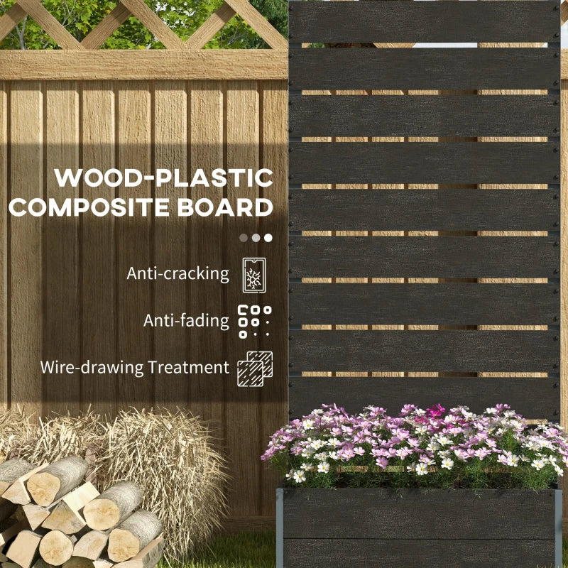 Raised Garden Bed with Trellis, Freestanding Elevated Planter Box for Climbing Vines, 28" x 15" x 59", Black