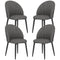HOMCOM Modern Dining Chairs Set of 4, Upholstered Dining Room Chairs with Metal Legs, Shell Backrest, Padded Seat, Dark Grey