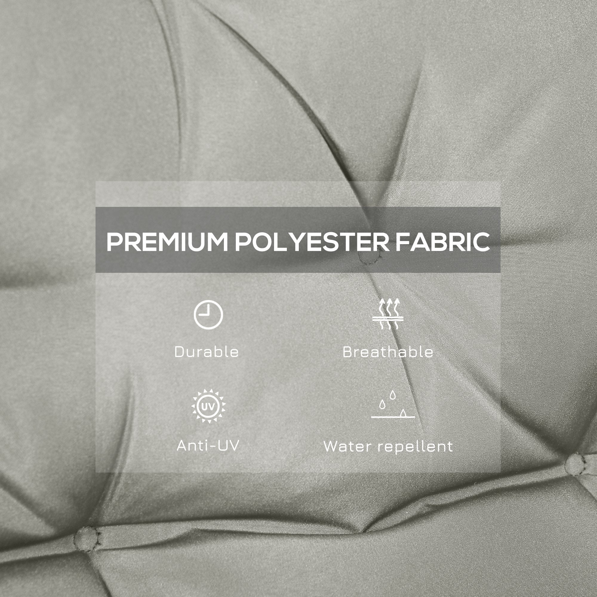 Outsunny 2-Seater Swing Chair Cushion Replacement with Backrest for Garden Bench Indoor Outdoor Use 39.4"x38.6" Grey 