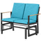 Outdoor Glider Bench for 2 Person, Patio Glider Loveseat with Thick Cushions for Garden Balcony Porch, Navy Blue
