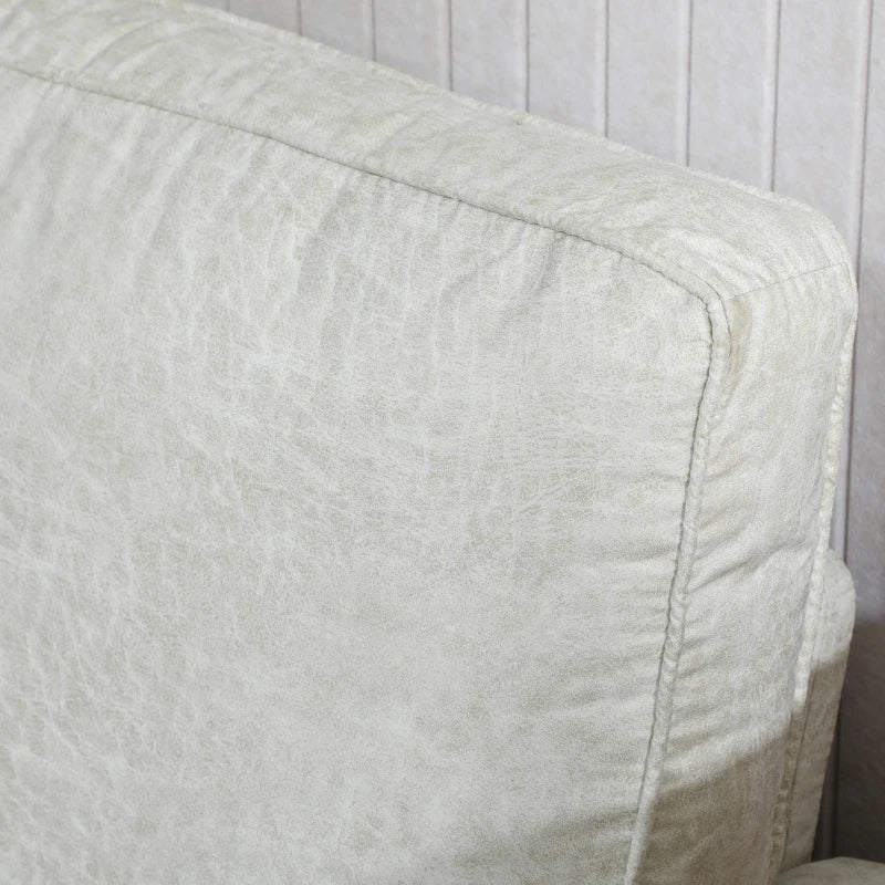 Modern Accent Chair, Leathaire Armchair with Turned Legs and Wide Seat, Single Sofa for Bedroom, Living Room, Cream White