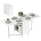 Multi-use Foldable Table with Hideaway Shelves, Drop Leaf Table for Kitchen, Dining, Study and Office, White