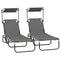 Outsunny 2 Piece Folding Outdoor Chaise Lounges, Pool Tanning Chairs with Reclining Back, Sunshade for Beach, Patio, Dark Grey